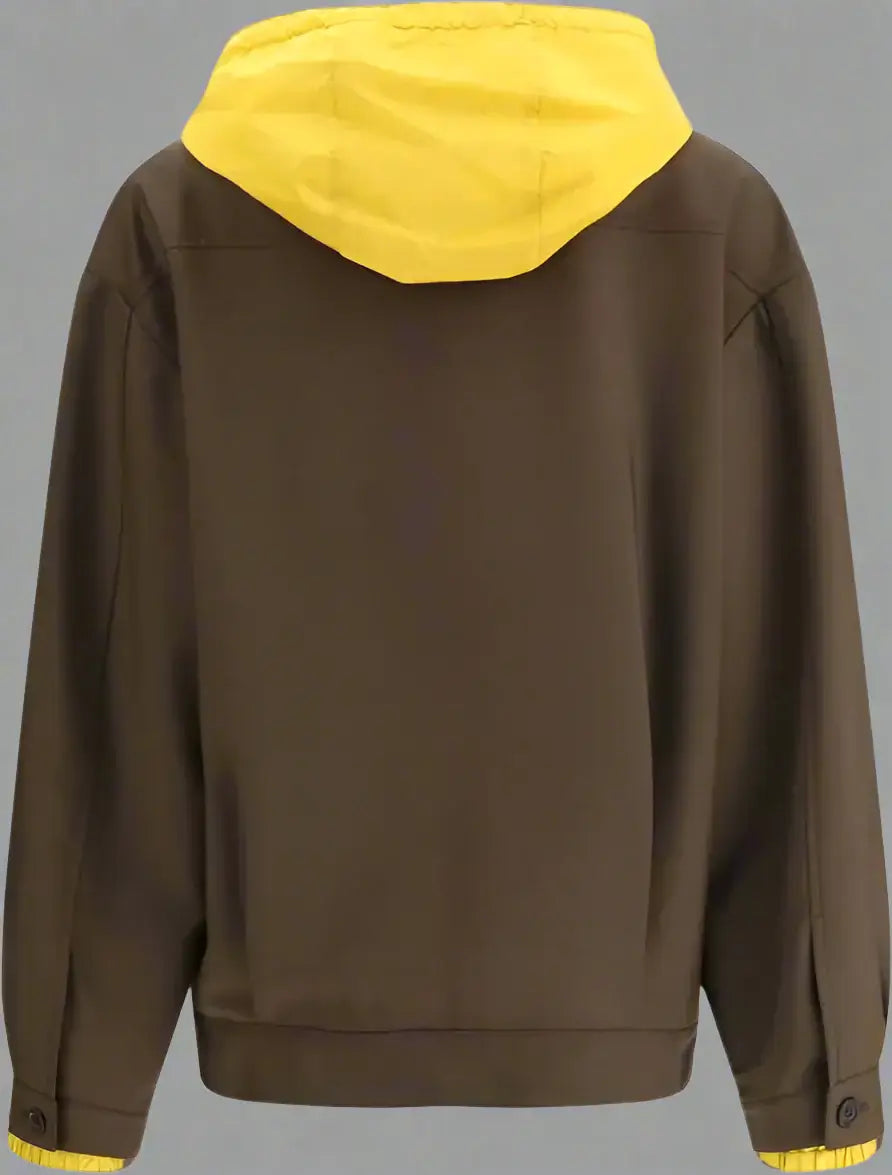 Miu Miu women's brown & yellow Hooded Bomber Jacket