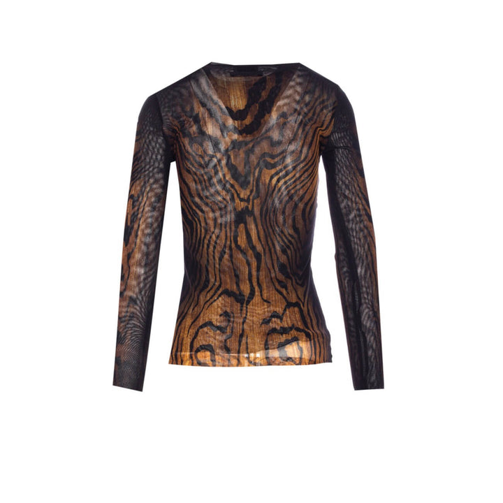 Jean Paul Gaultier Women Mesh Long Slevees The Wood Print Top