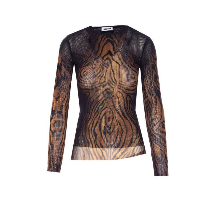 Jean Paul Gaultier Women Mesh Long Slevees The Wood Print Top