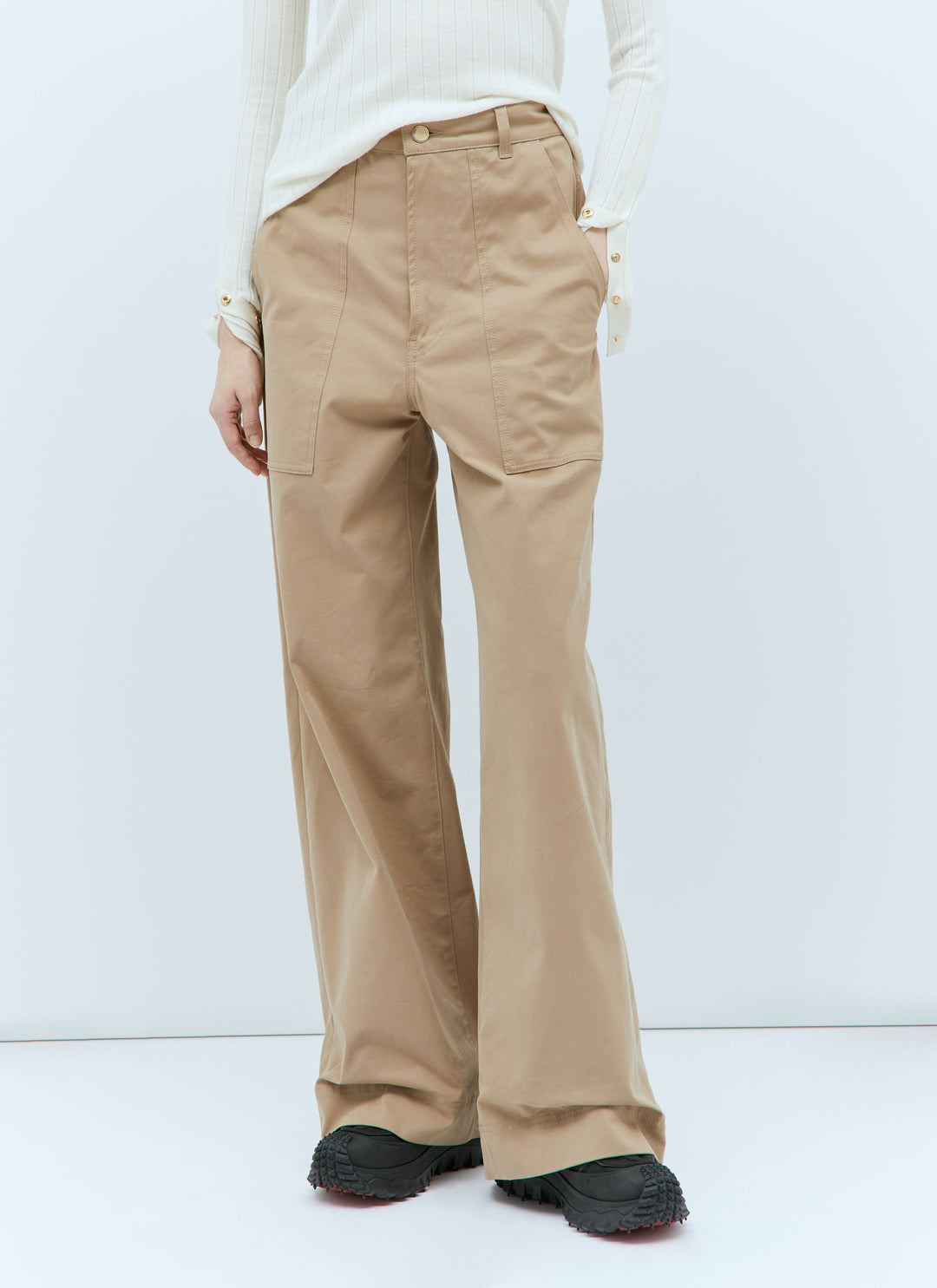Moncler Women Wide-Leg Twill Pants