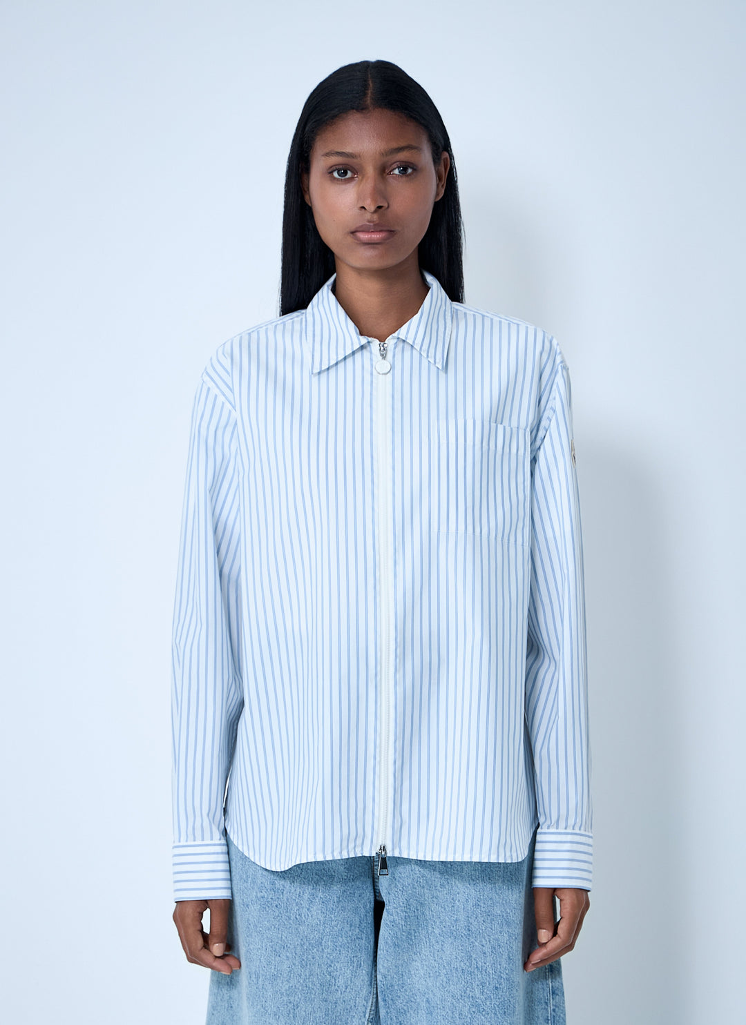 Moncler Women Striped Shirt With Logo Patch