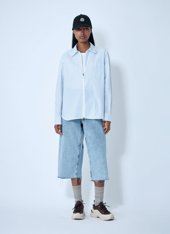 Moncler Women Striped Shirt With Logo Patch