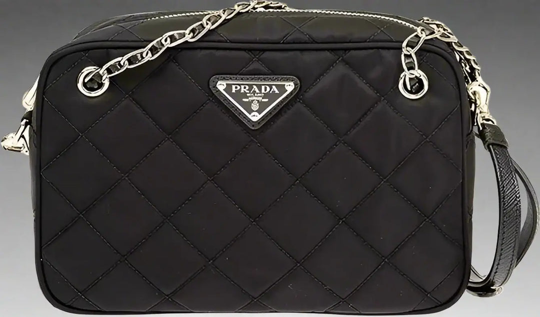 PRADA black Nylon Quilted Medium Crossbody Bag