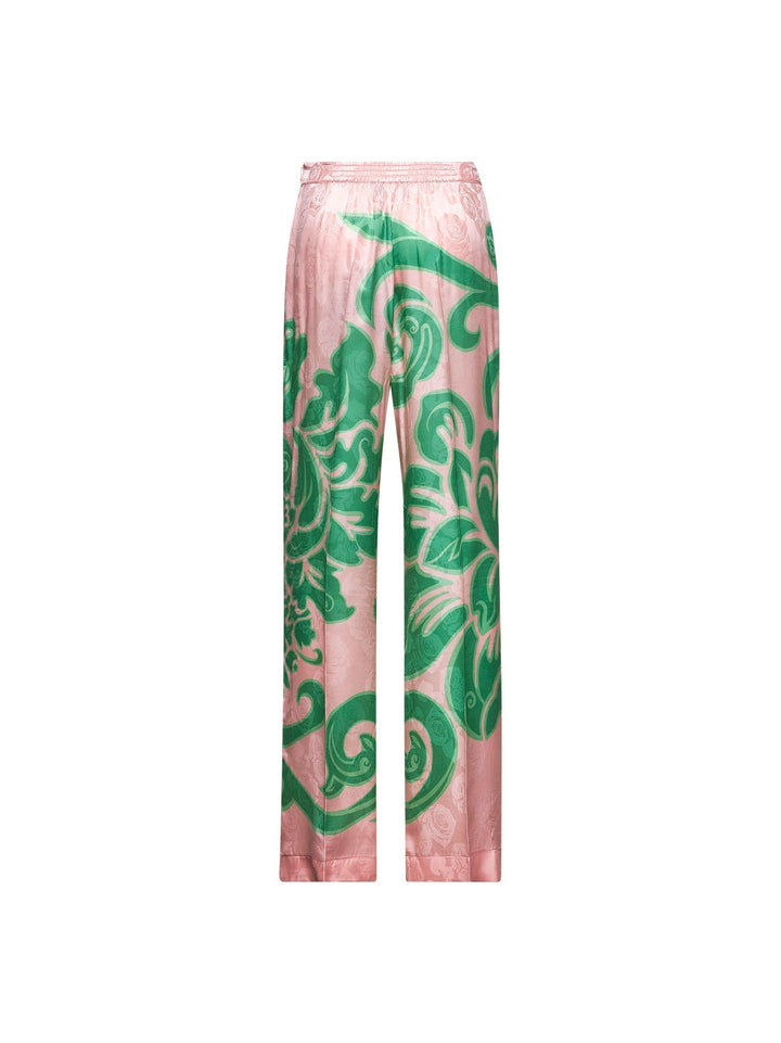 Etro Women Pink Jacquard Printed Palazzo Trousers