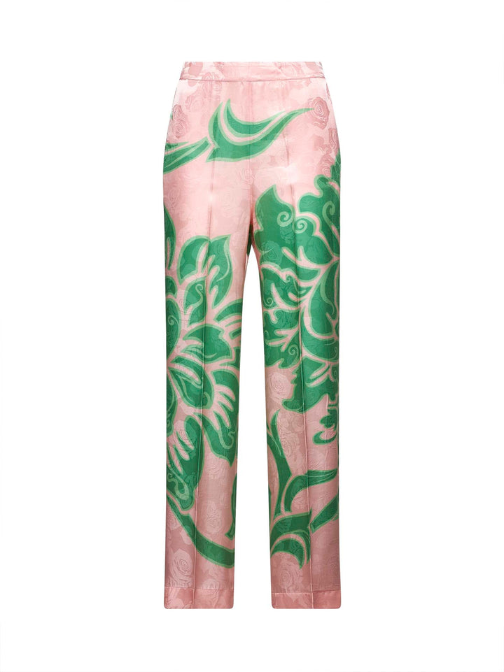 Etro Women Pink Jacquard Printed Palazzo Trousers