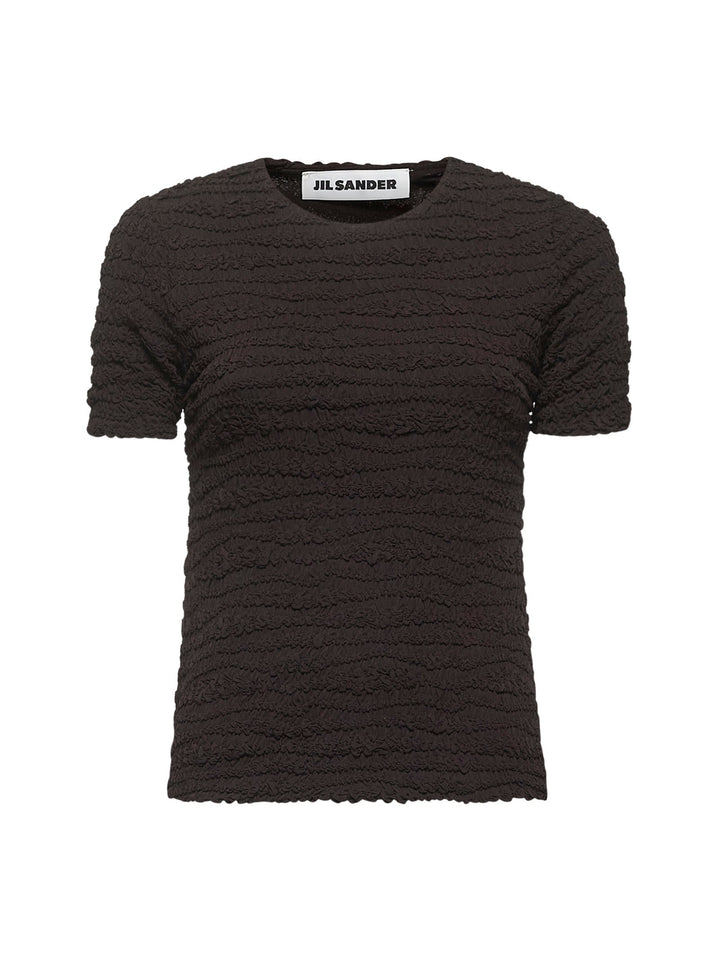Jil Sander Women Brown Embroidered Crepe Jersey T-Shirt
