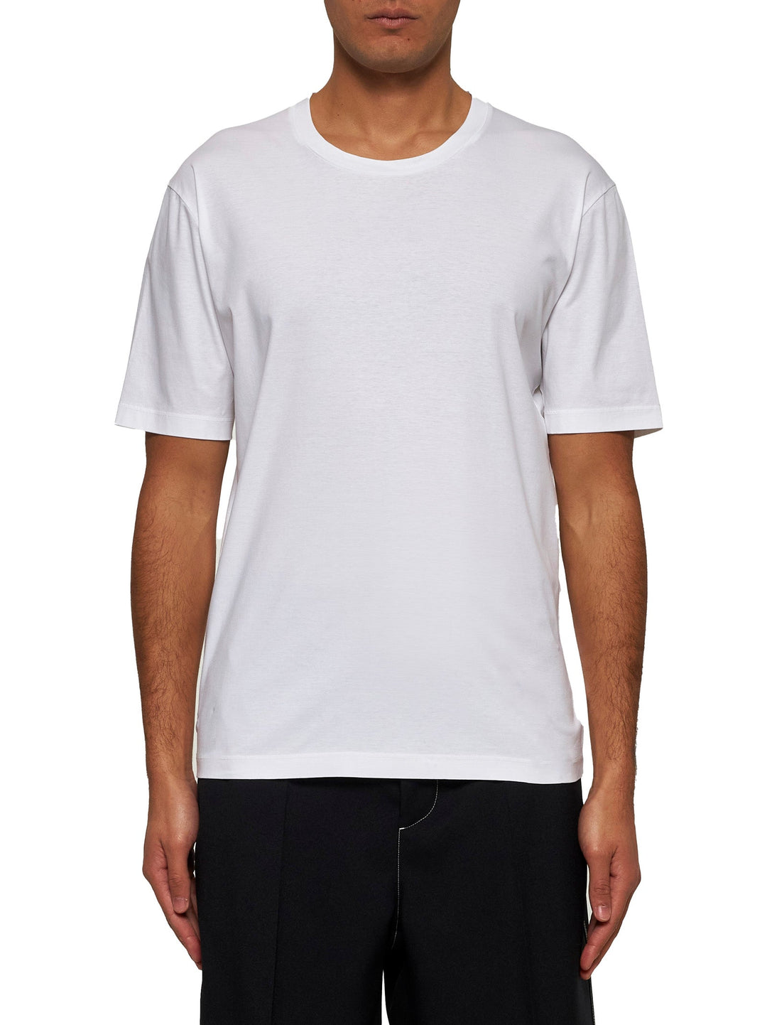 Jil Sander Men White Cotton Jersey Crewneck T-Shirt