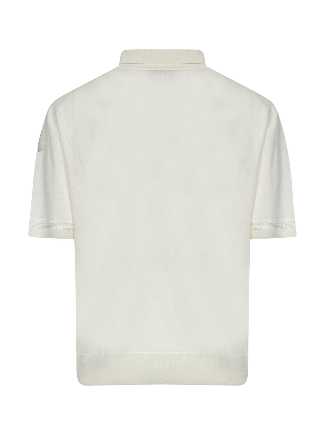 Moncler Men Ivory Silk And Linen Knit Polo Shirt