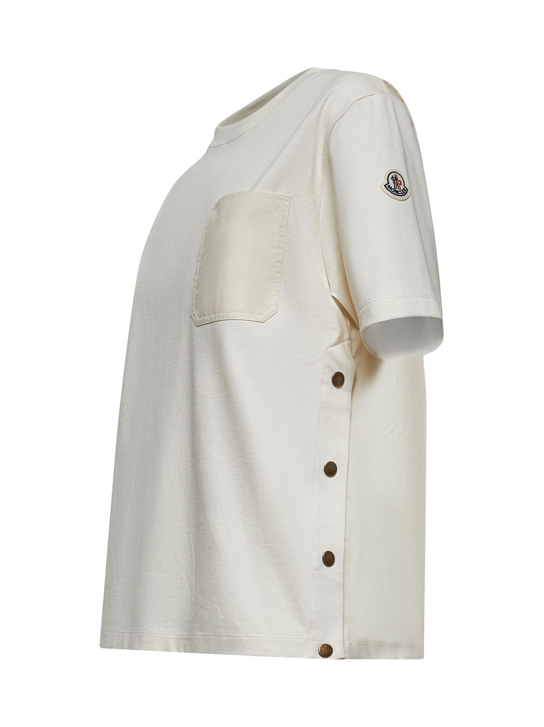 Moncler Women Ivory Cotton Pocket T-Shirt