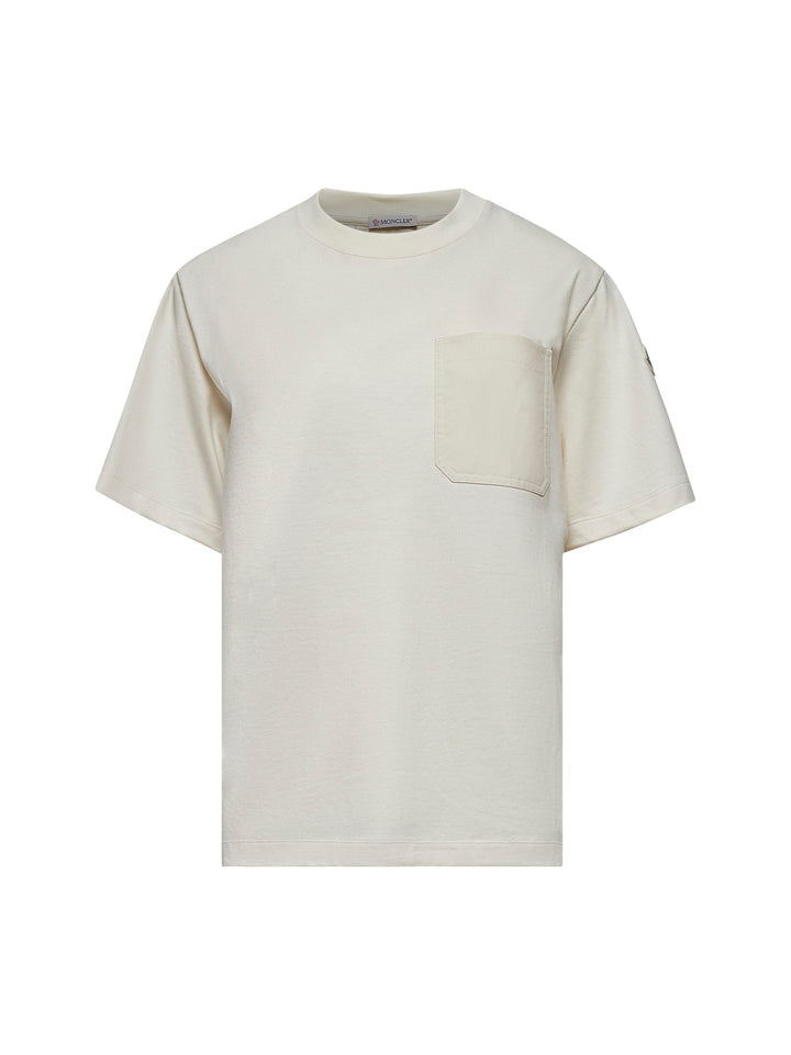 Moncler Women Ivory Cotton Pocket T-Shirt