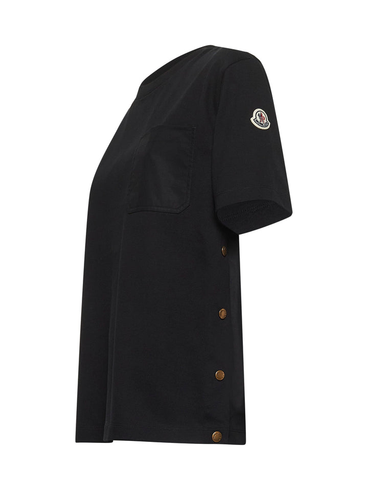 Moncler Women Black Cotton Pocket T-Shirt
