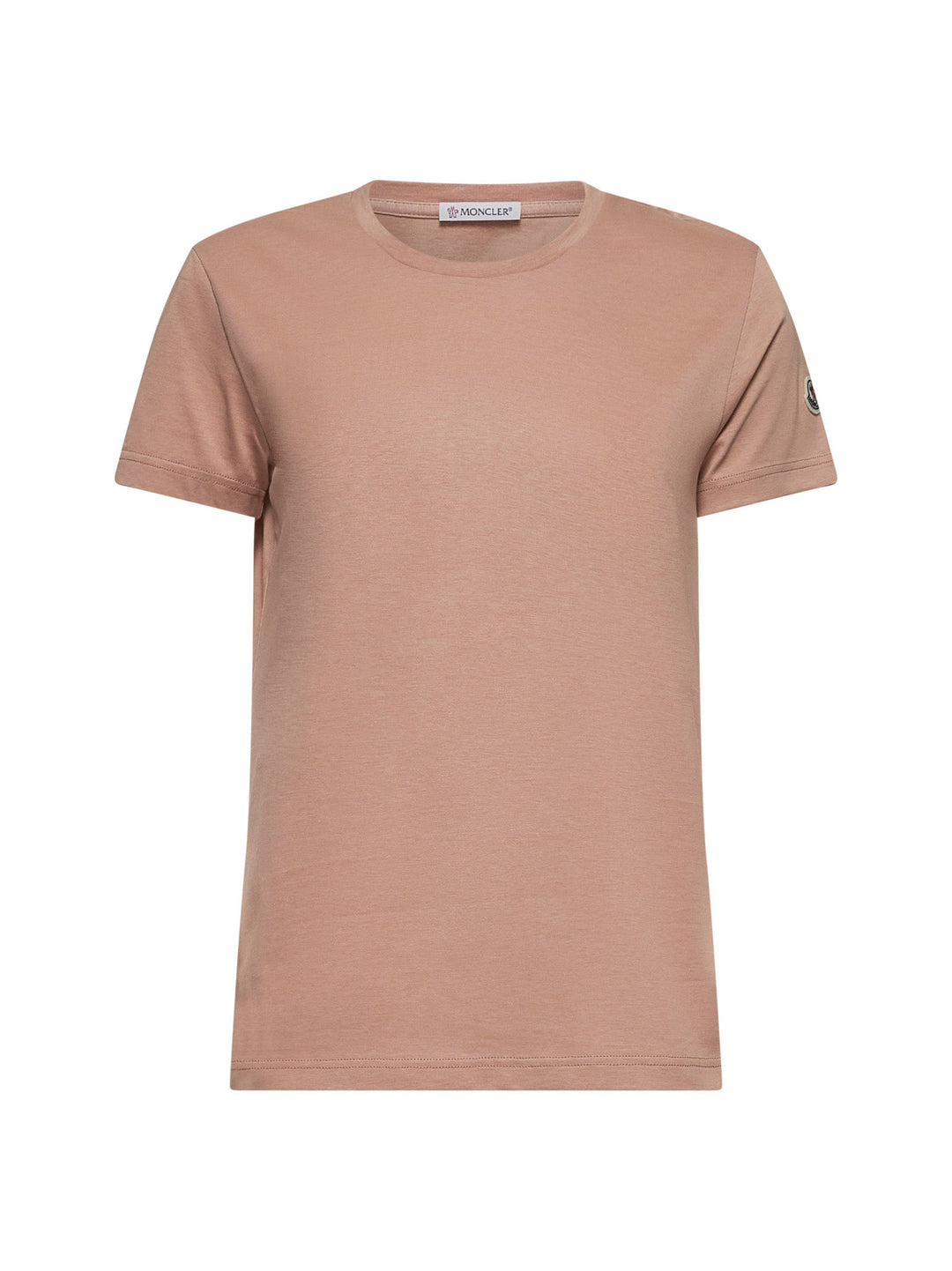 Moncler Women Pink Jersey Logo Patch T-Shirt