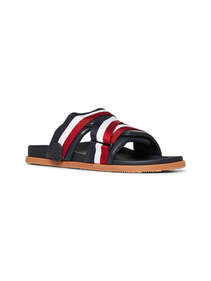 Moncler Men Blue Leather Mon Summer Sliders