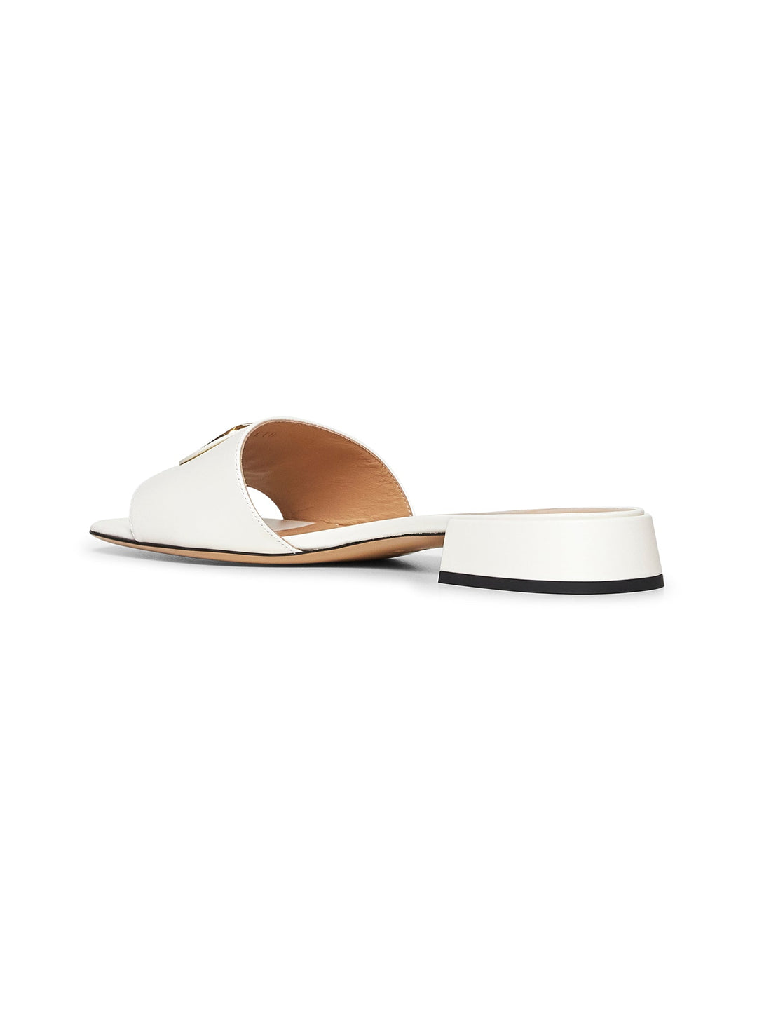 Valentino Garavani Women Ivory Calfskin Vlogo Signature Slide Sandals