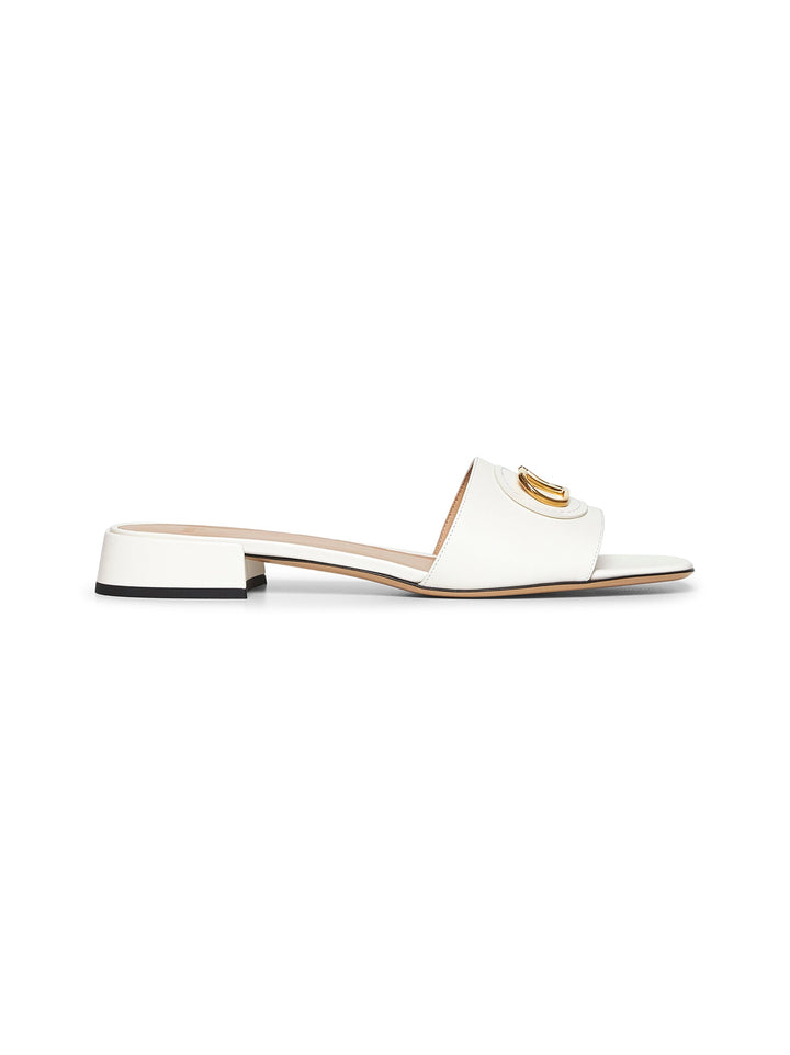Valentino Garavani Women Ivory Calfskin Vlogo Signature Slide Sandals