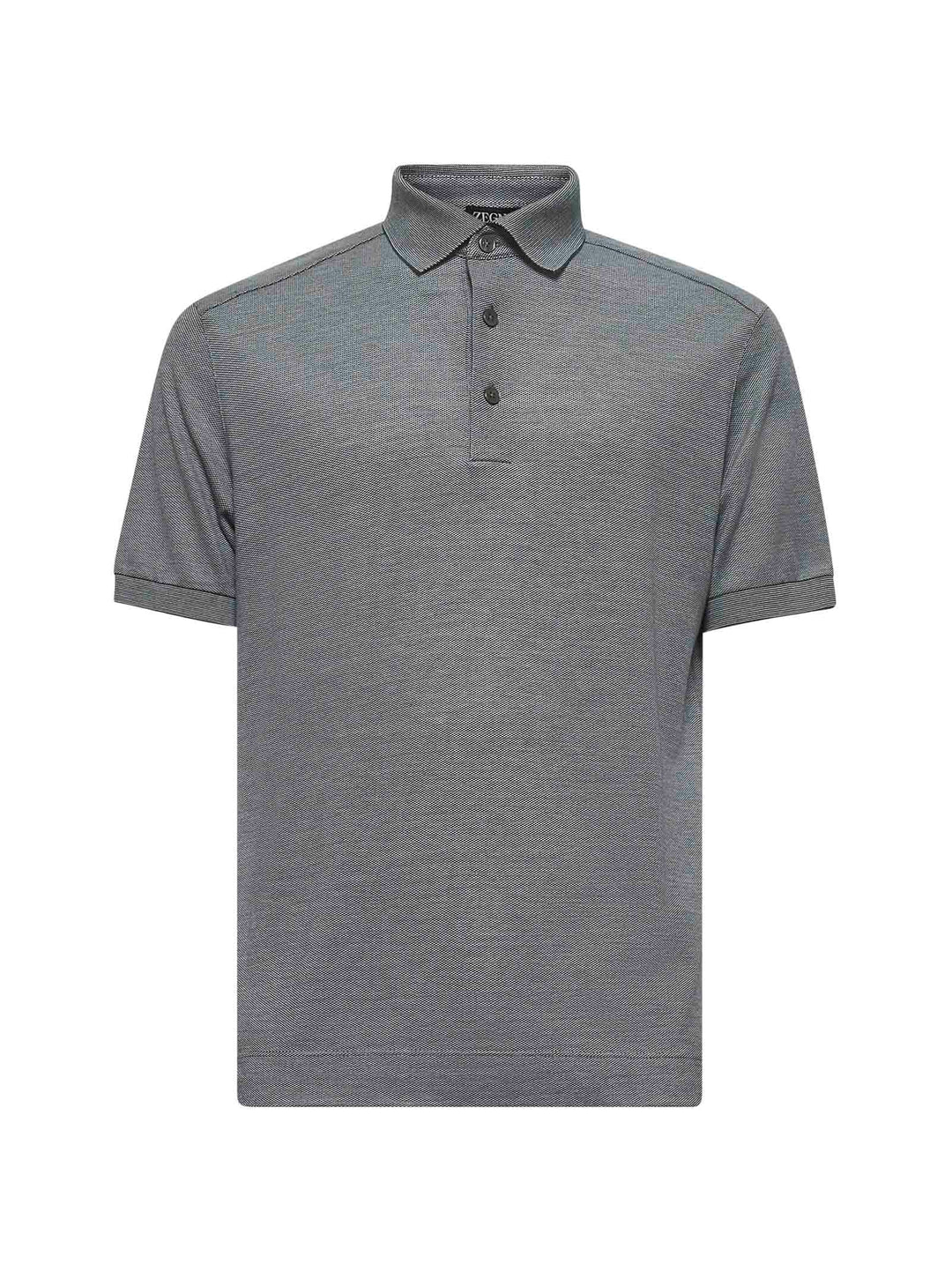 Zegna Men Green Cotton And Silk Piquet Polo Shirt