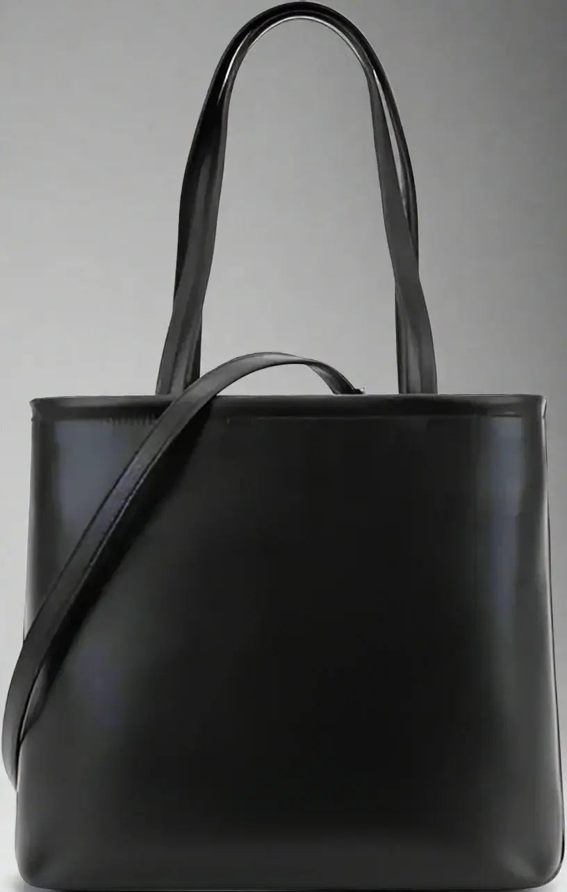 PRADA black Logo Leather Tote bag