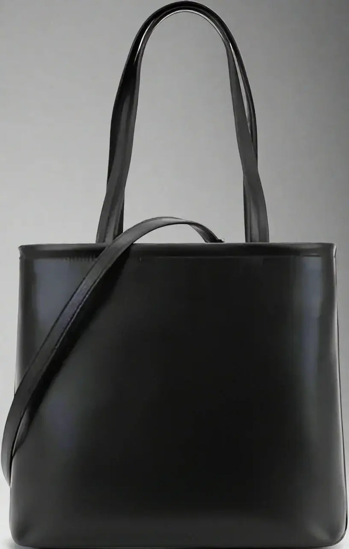 PRADA black Logo Leather Tote bag