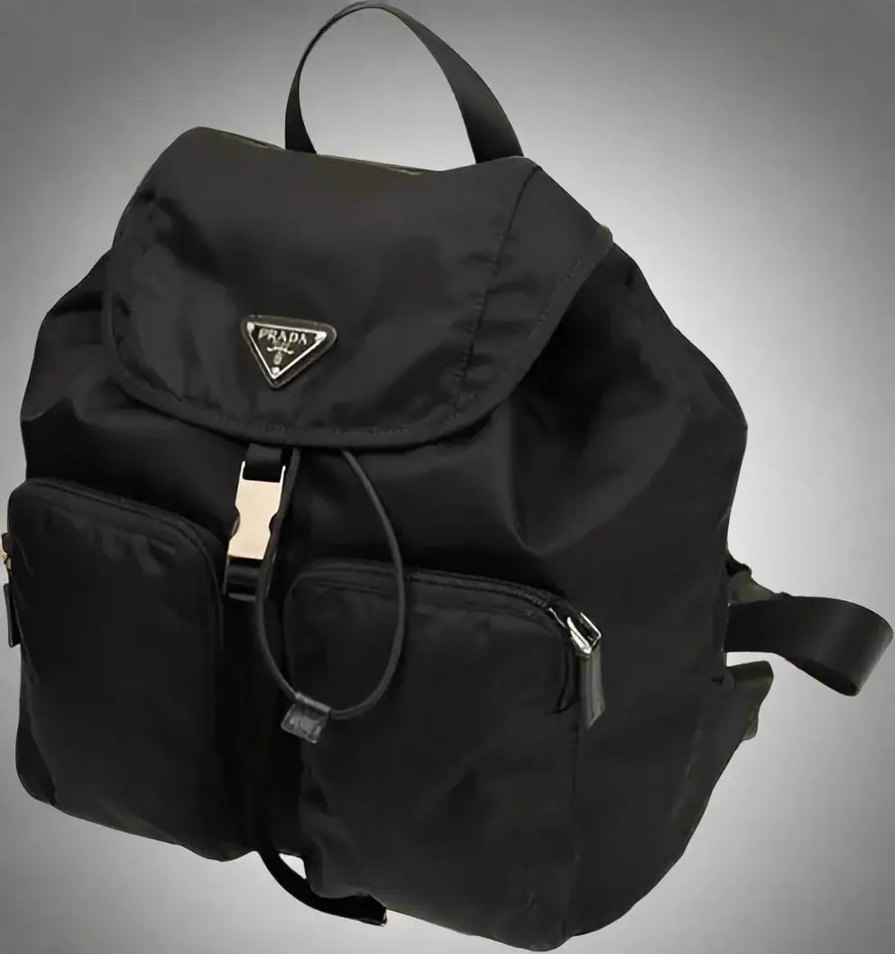 Black Prada backpack on a white background