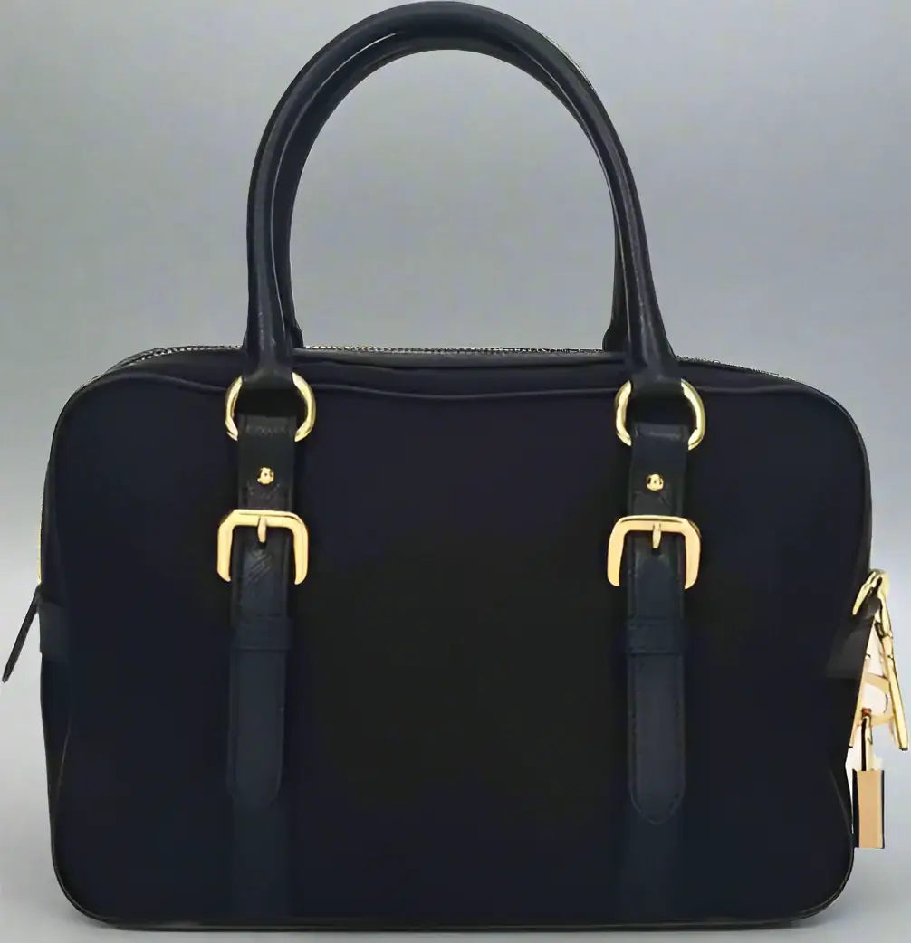 PRADA black Logo Nylon Top Hand Bag