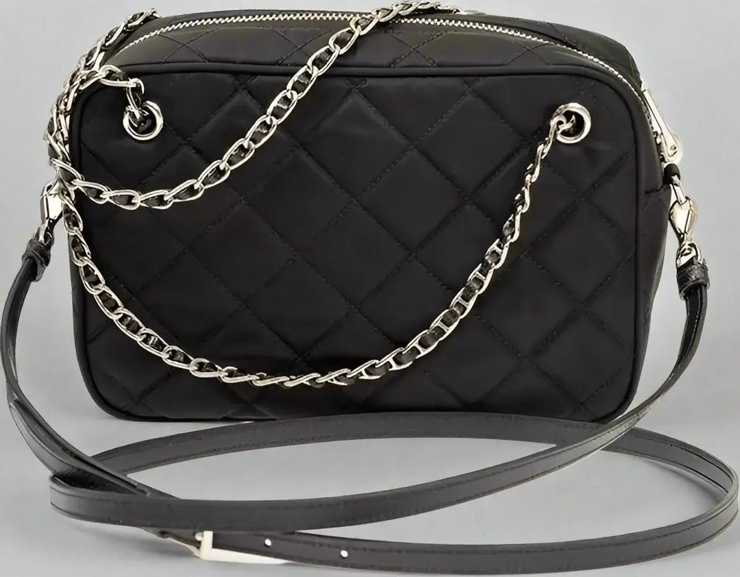 PRADA black Nylon Quilted Medium Crossbody Bag