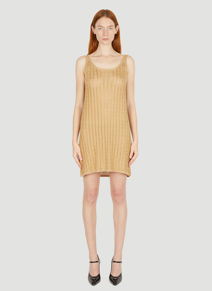 Prada Women Metallic Cabel Knit Dress