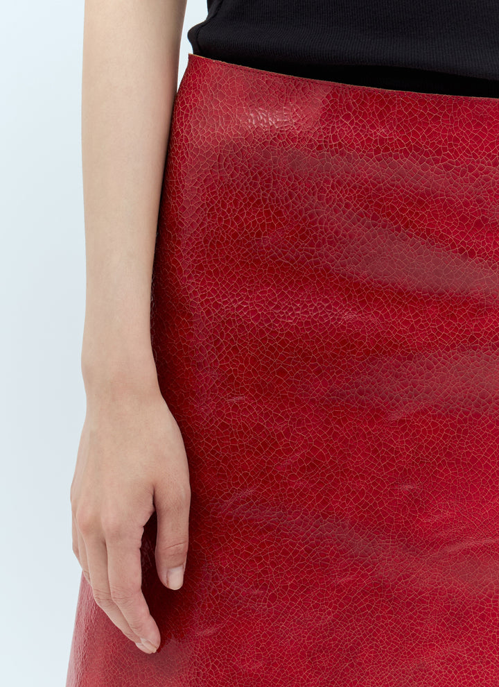 Prada Women Craquelé Leather Mini Skirt