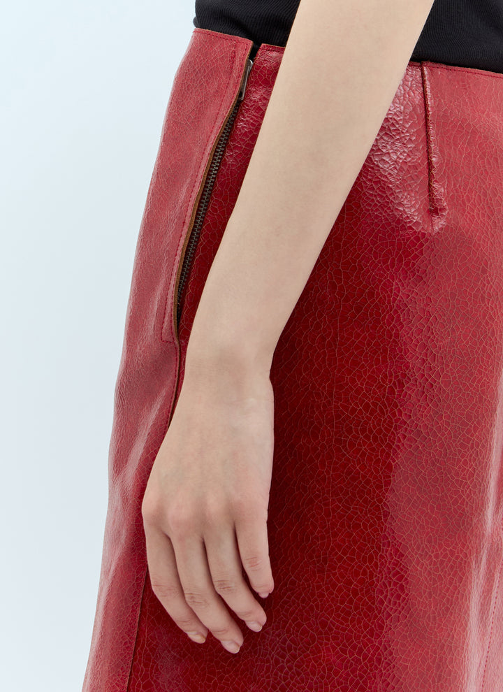Prada Women Craquelé Leather Mini Skirt
