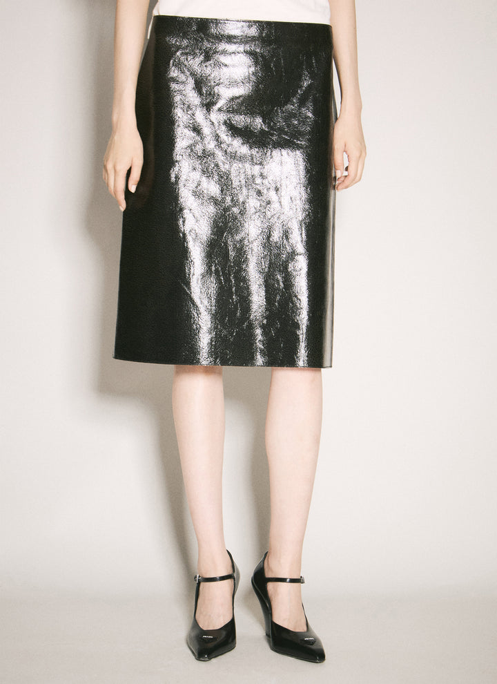Prada Women Craquelé Leather Skirt