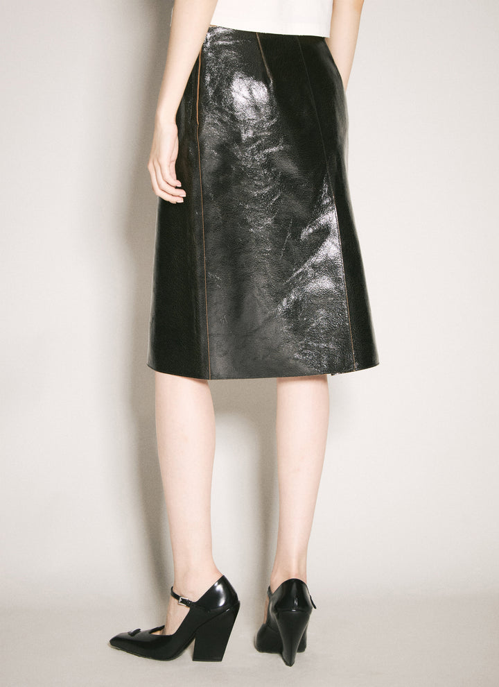 Prada Women Craquelé Leather Skirt