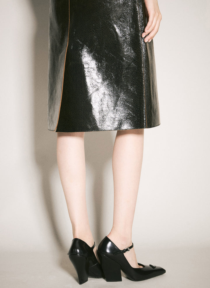 Prada Women Craquelé Leather Skirt