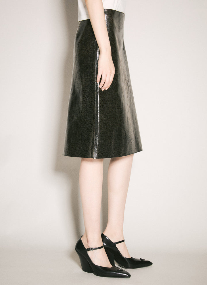 Prada Women Craquelé Leather Skirt