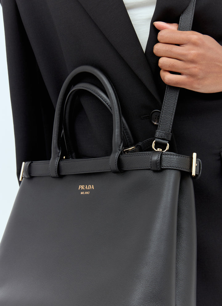 Prada Women Buckle Medium Leather Handbag