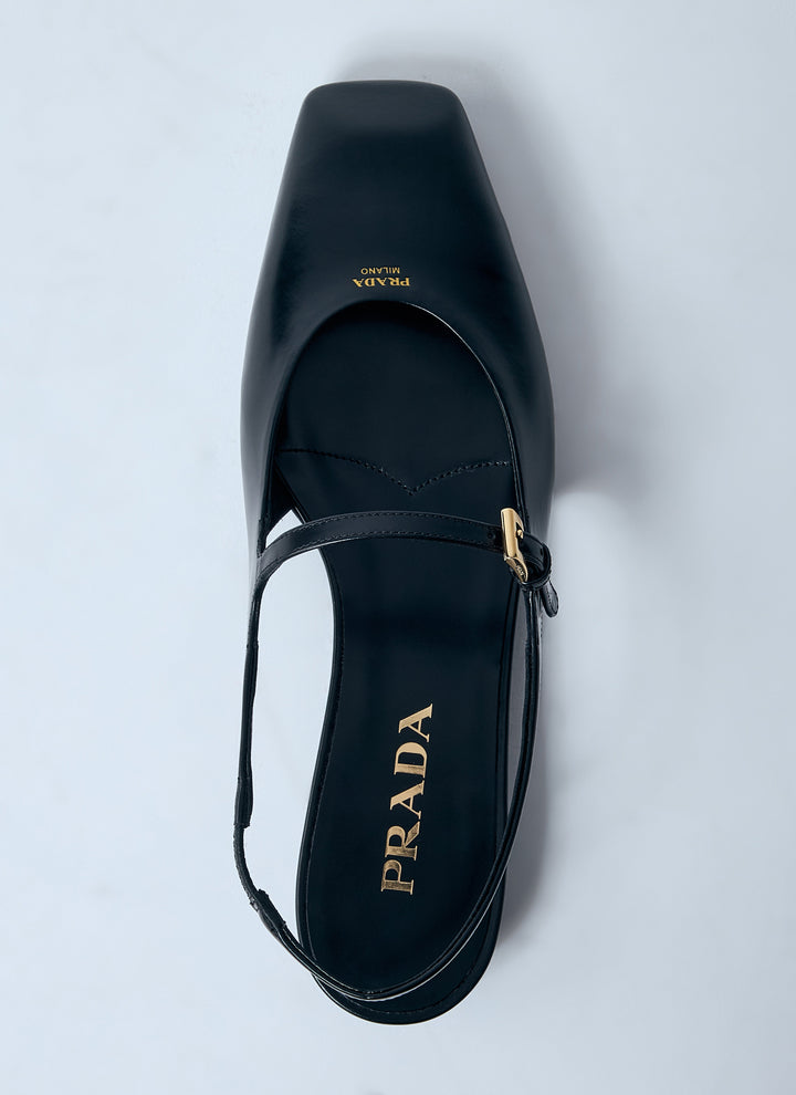Prada Women Leather Slingback Ballerina Pumps
