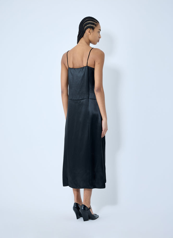 Prada Women Satin Logo Patch Midi Dress