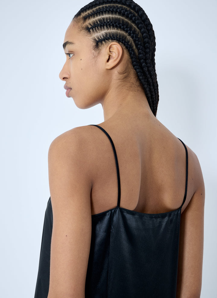 Prada Women Satin Logo Patch Midi Dress