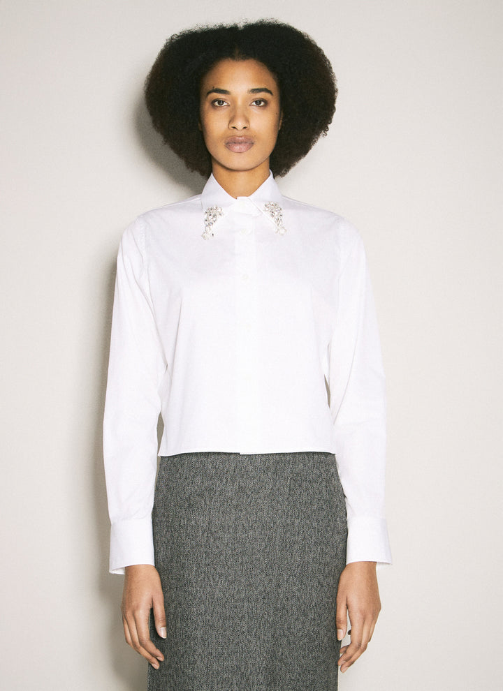 Prada Women Embroidered Poplin Shirt