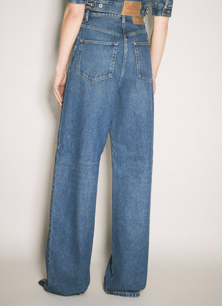 Prada Women Logo Plaque Balloon Jeans