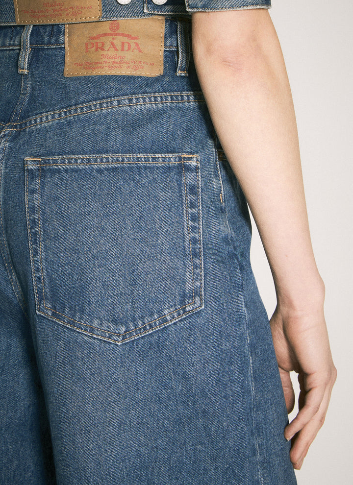 Prada Women Logo Plaque Balloon Jeans