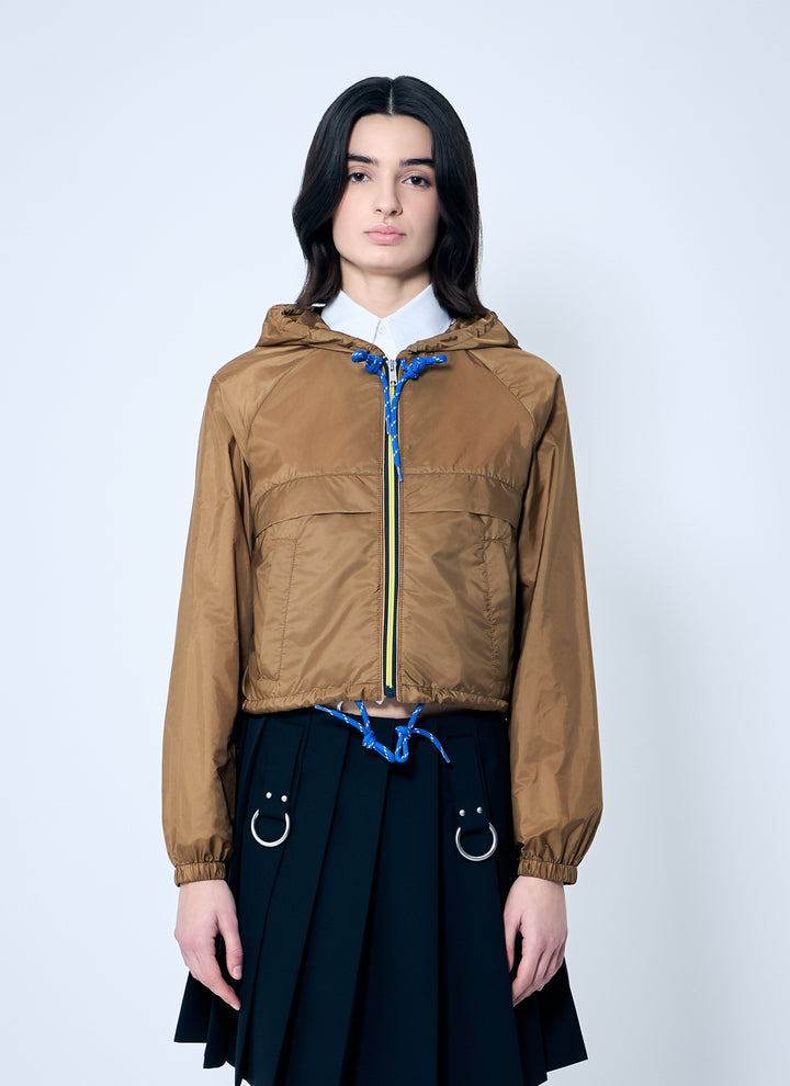 Prada Women Re-Nylon Hooded Jacket With Contrast Trims