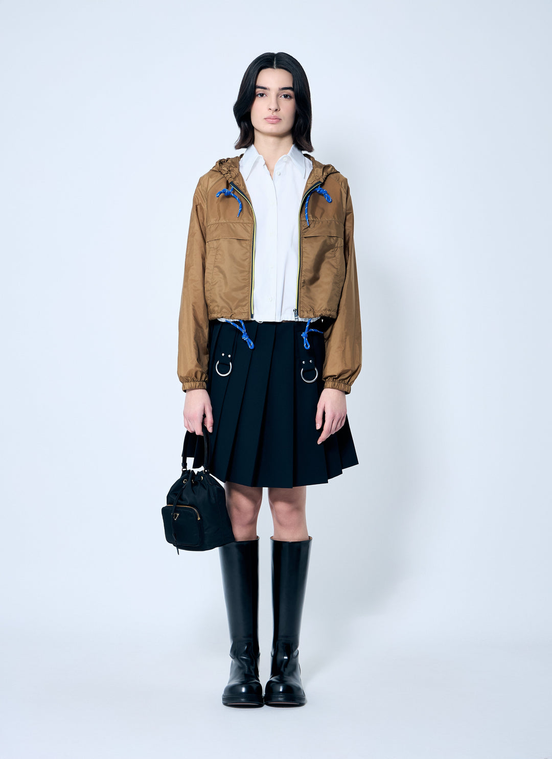 Prada Women Re-Nylon Hooded Jacket With Contrast Trims