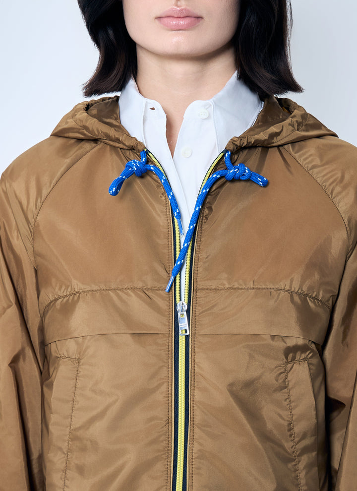 Prada Women Re-Nylon Hooded Jacket With Contrast Trims