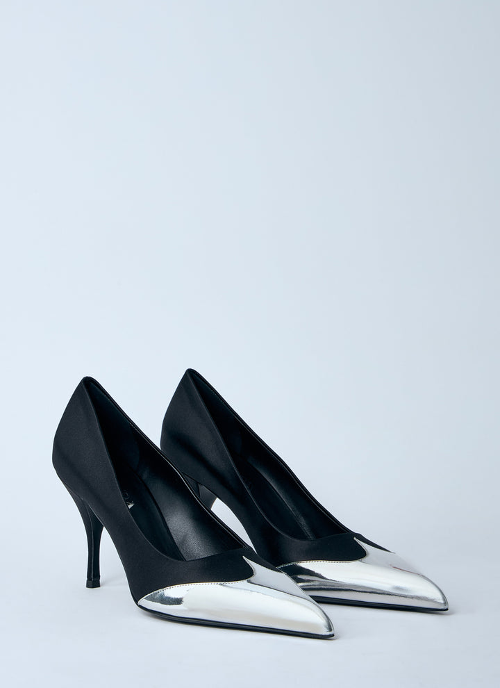 Prada Women Satin And Metallic Heeled Pumps