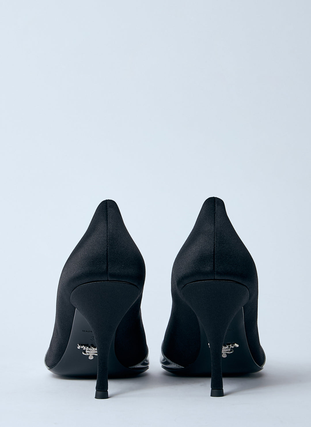 Prada Women Satin And Metallic Heeled Pumps