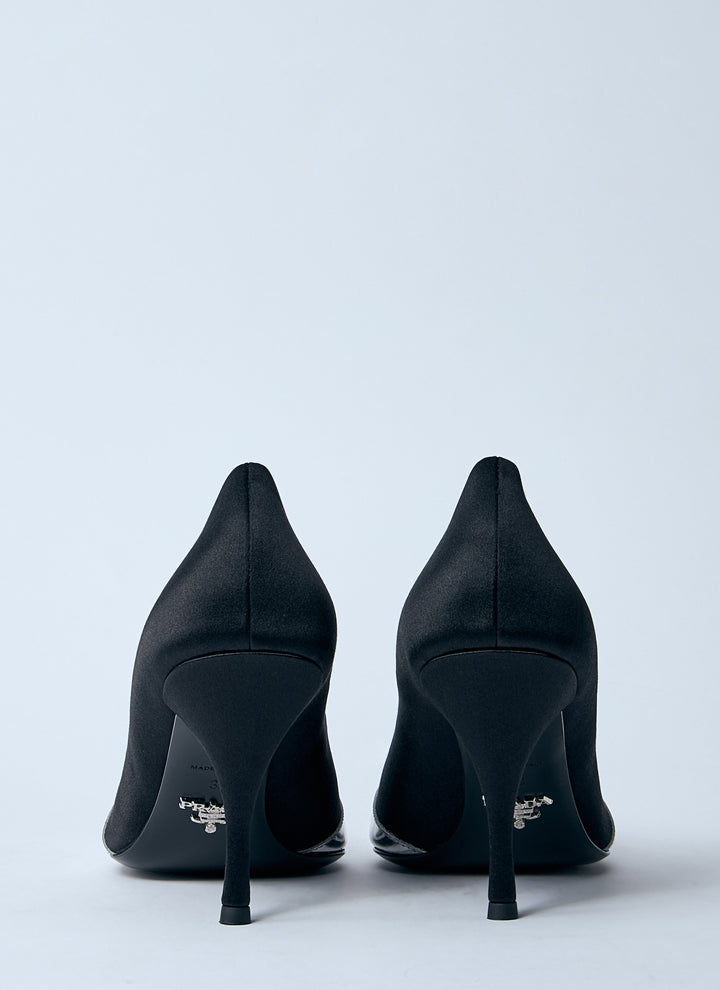 Prada Women Satin And Metallic Heeled Pumps
