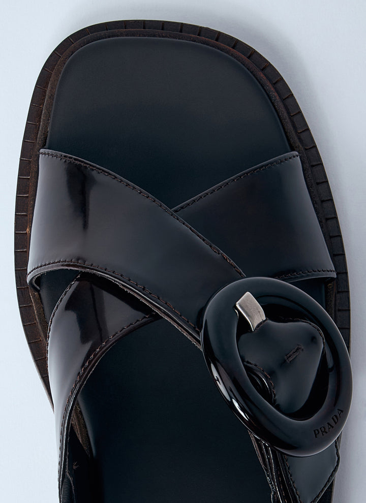 Prada Women Brushed Leather Sandals