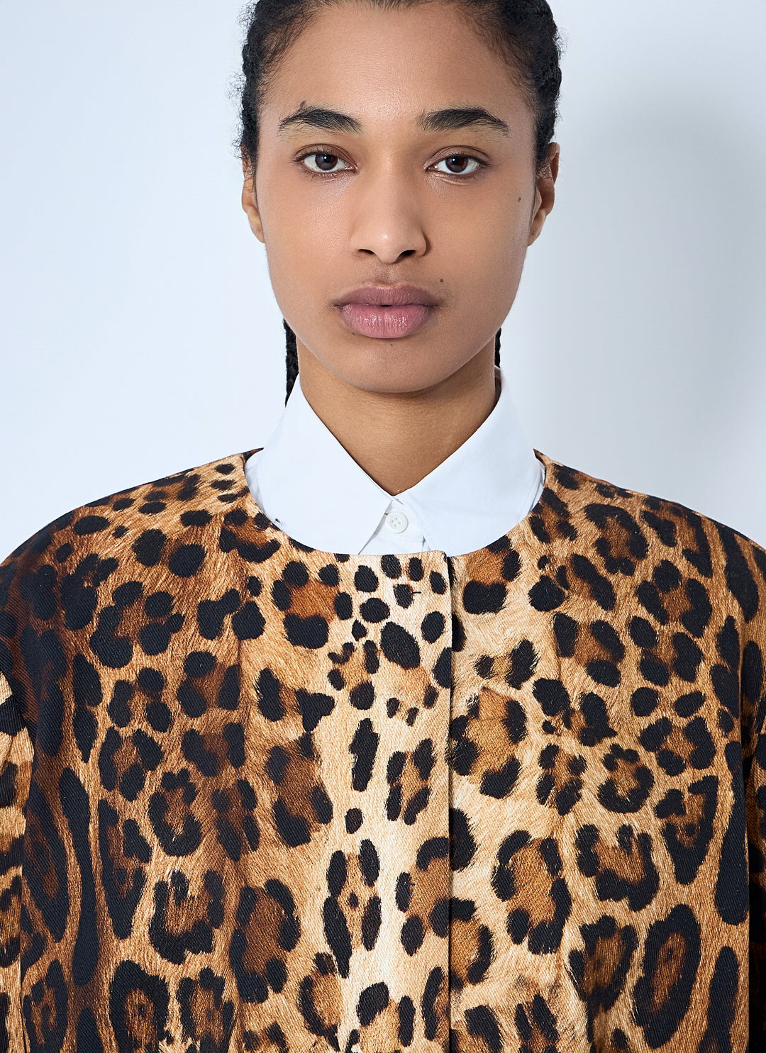 Prada Women Single-Breasted Leopard Print Drill Coat