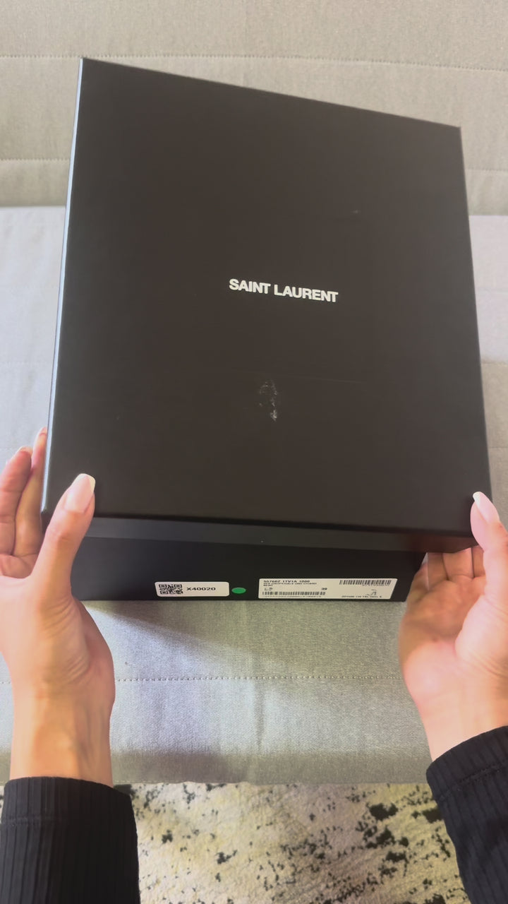 Saint Laurent black logo Cassandra Sandals