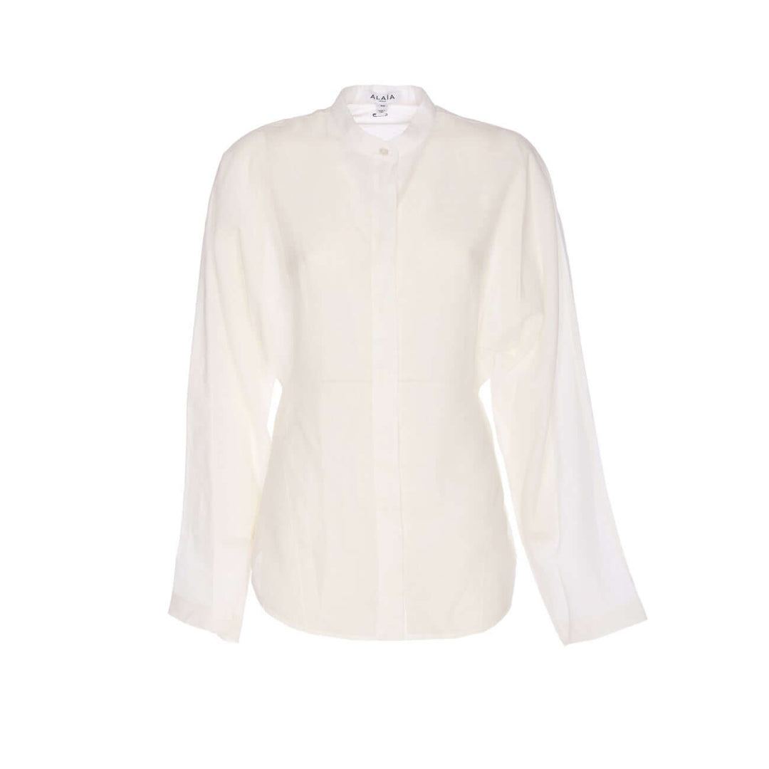 Alaia Women Round Blouse In Linen Blend