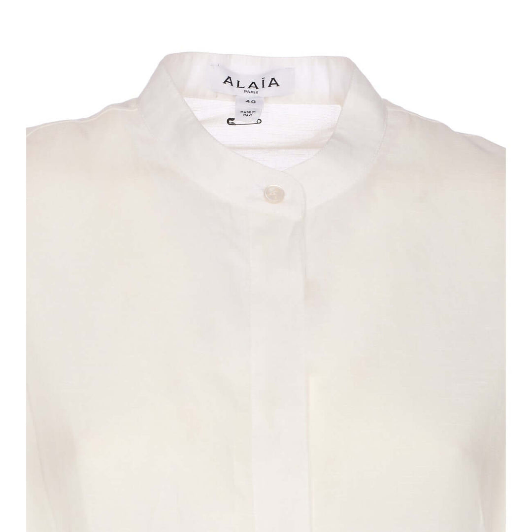 Alaia Women Round Blouse In Linen Blend